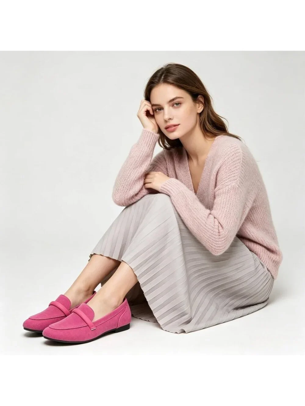 Women Light Pink Faux Leather Slip on Shoes Runs Small Ballet Flats Comfortable